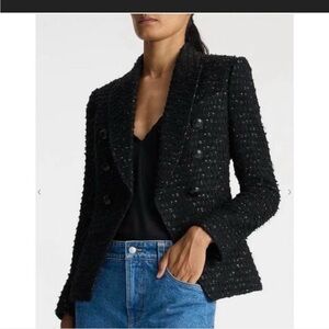 ALC Black Tweed Blazer with Structured Shoulders
